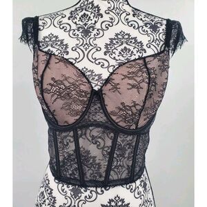 Victoria's Secret Dream Angels Longlines Bra Size Medium DD Black Lace New Tags